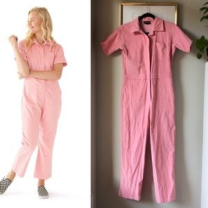 NOOWORKS bubblegum pink corduroy coveralls